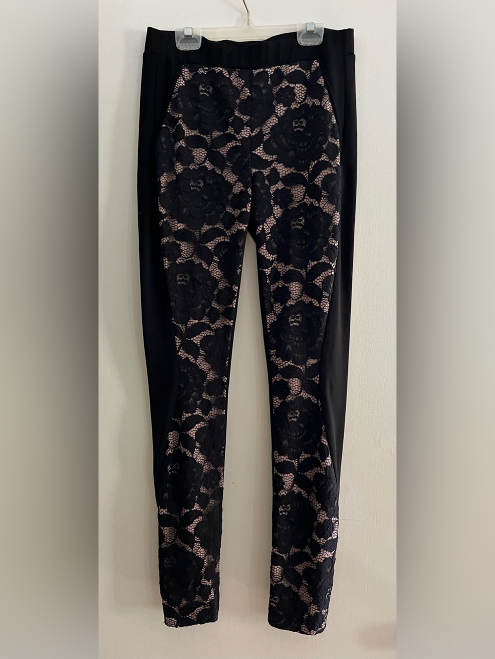 Joseph Ribkoff Black Lace-Overlay Ponte Leggings